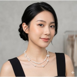 [N1116] Vòng Cổ, Dây Chuyền Ngọc Trai Nhân Tạo Mix Hạt Lớn Nhỏ, Sang Trọng - DAISYN.