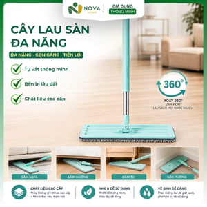 Chổi Lau Nhà Thông Minh Tự Vắt Xoay 360 Độ Cán Inox Kèm 1 Bông Lau Cao Cấp Tiện Lợi