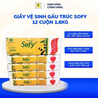 GIẤY VỆ SINH GẤU TRÚC SOFY 12 CUỘN 1.6KG – MỀM MỊN, THẤM HÚT TỐT, TẶNG GIẤY RÚT VÀ GIẤY ƯỚT home max vietnam