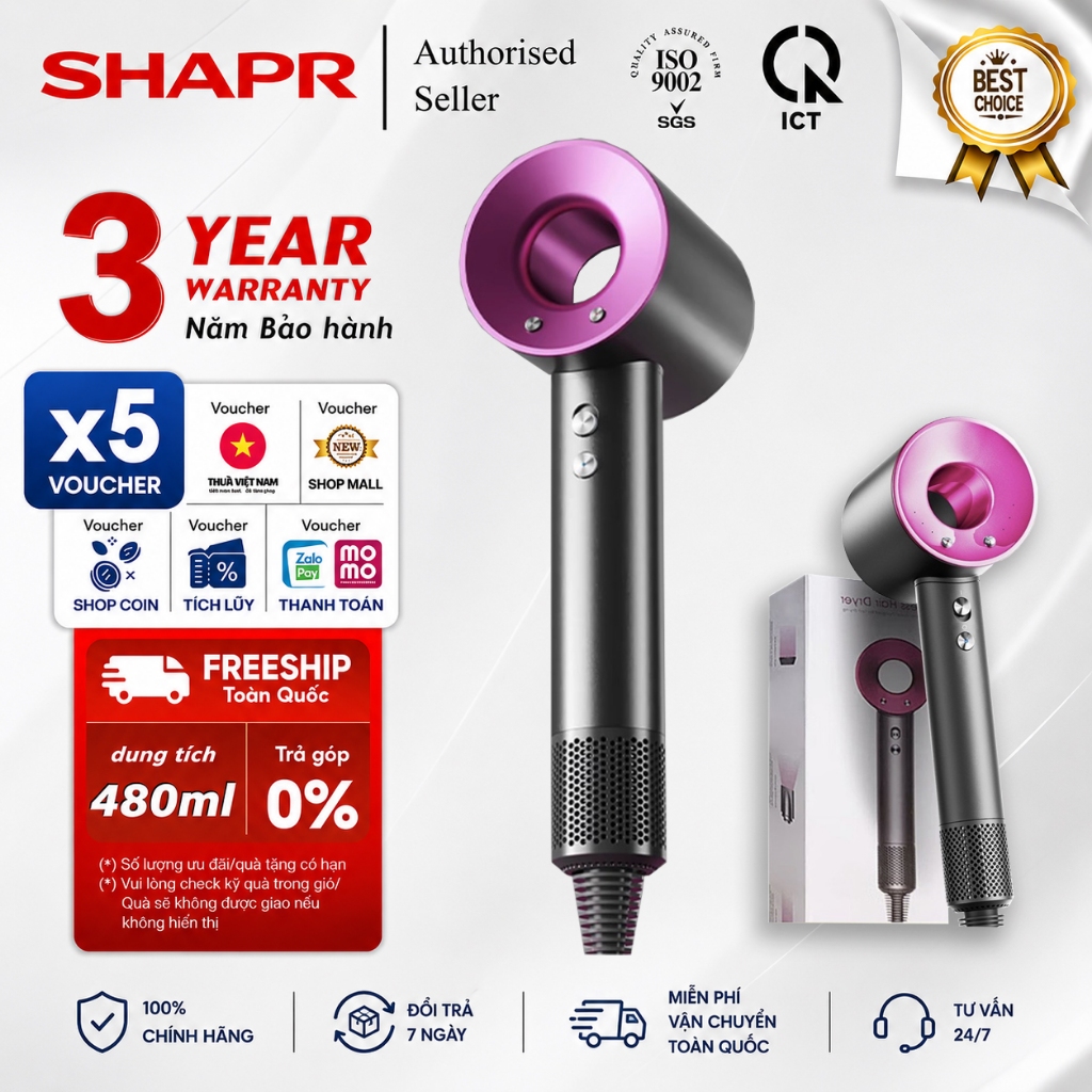 【Bảo Hành 36 Tháng 】Máy sấy tóc-2027MAX - 5 phụ kiện - động cơ không chổi than bằng đồng nguyên chất