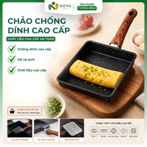 Chảo Chống Dính Chiên Trứng Cuộn Chữ Nhật Cao Cấp Dùng Cho Bếp Từ Bếp Gas Bếp Hồng Ngoại Đa Năng