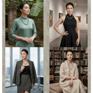 [N1143] Vòng Tay, Vòng Cổ, Dây Chuyền Mix Ngọc Nhân Tạo Màu Xanh- Xám, Trẻ Trung Thanh Lịch Cho Nữ - DAISYN