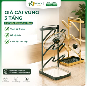 Giá Cài Vung Nồi 3 Tầng Đa Năng Thép Chống Gỉ, Kệ Đựng Nắp Vung Tiết Kiệm Không Gian Bếp