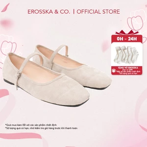 Erosska- Giày búp bê nữ quai ngang phối khóa basic cao 1cm màu xám kem - EL094