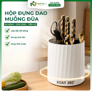 Hộp Đựng Dao Muỗng Đũa Xoay 360 Độ Đa Năng Có Lỗ Thoát Nước Gọn Gàng Cho Nhà Bếp Tiện Lợi