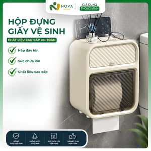 Hộp Đựng Giấy Vệ Sinh Treo Tường 2 Tầng Có Ngăn Để Đồ Điện Thoại Dán Tường Không Khoan Chống Nước