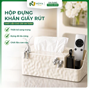 Hộp Đựng Khăn Giấy Rút Hình Thỏ Có Ngăn Để Đồ Đa Năng Nhựa Cao Cấp Trang Trí Bàn Phòng Khách Bếp