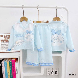 SK282 - Bộ Pijama Cổ Gập Dài Tay Chất Lụa Mềm Mát Cho Bé Trai Gái