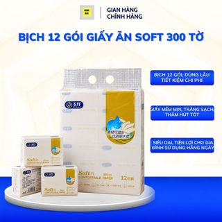 Bịch 12 Gói Giấy Ăn Soft 300 Tờ Home Max, Khăn Giấy Ăn Siêu Dai Trắng Sạch Mềm Mịn Tiện Lợi Gia Đình