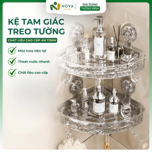 Kệ Góc Phòng Tắm Dán Tường Hút Chân Không Không Cần Khoan Đựng Đồ Nhà Tắm Chống Nước Có Móc Treo