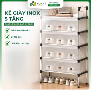 Kệ Giày Dép Inox 5 Tầng Có Nắp Đậy Chắn Bụi Chắc Chắn Đựng Giày Dép Đồ Dùng Gọn Gàng