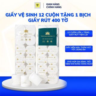 Giấy Vệ Sinh 12 Cuộn Tặng 1 Bịch Giấy Rút 400 Tờ Home Max, Giấy Cuộn Lớn Mềm Mịn Thấm Hút Tốt Gia Đình