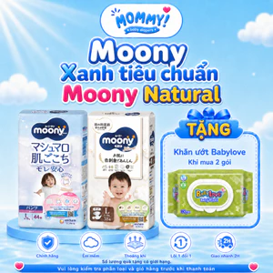 Bỉm /Tã dán quần Moony Cộng miếng/ Natural / Tiêu chuẩn đủ size Nb96/S84/M58/ L54/ L44/ Xl44