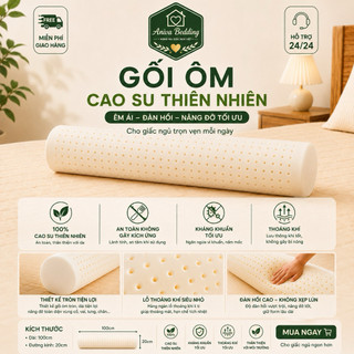 Gối Ôm Cao Su Thiên Nhiên Aniva Bedding 20x100cm - Latex 100% Tự Nhiên, Đàn Hồi Cao, Thoáng Khí, Không Xẹp Lún