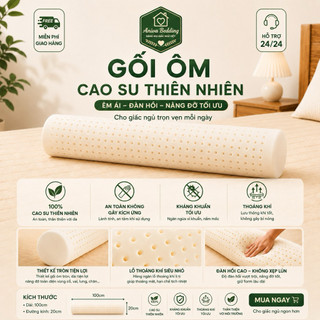 Gối Ôm Cao Su Thiên Nhiên Aniva Bedding 20x100cm - Latex 100% Tự Nhiên, Đàn Hồi Cao, Thoáng Khí, Không Xẹp Lún