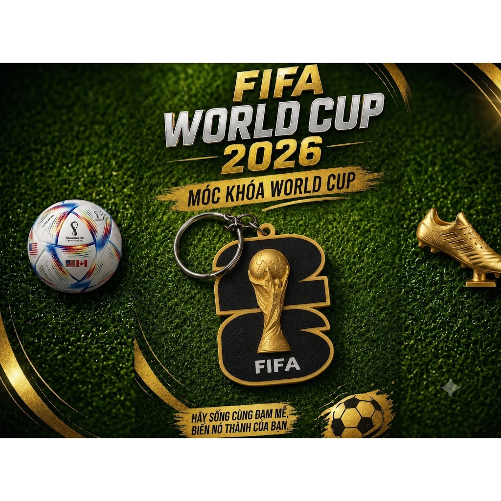 Móc Khóa World Cup Bóng Đá 2026 In 3D – Phụ Kiện Fan Bóng Đá