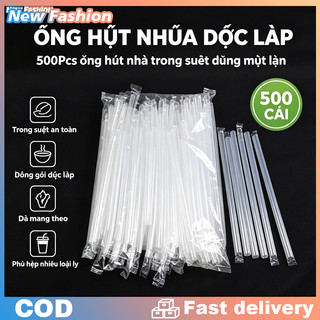 Sỉ 500 Ống Hút Nhựa Trân Châu Đầu Nhọn Trong Suốt DIY Ống hút nhựa nhỏ