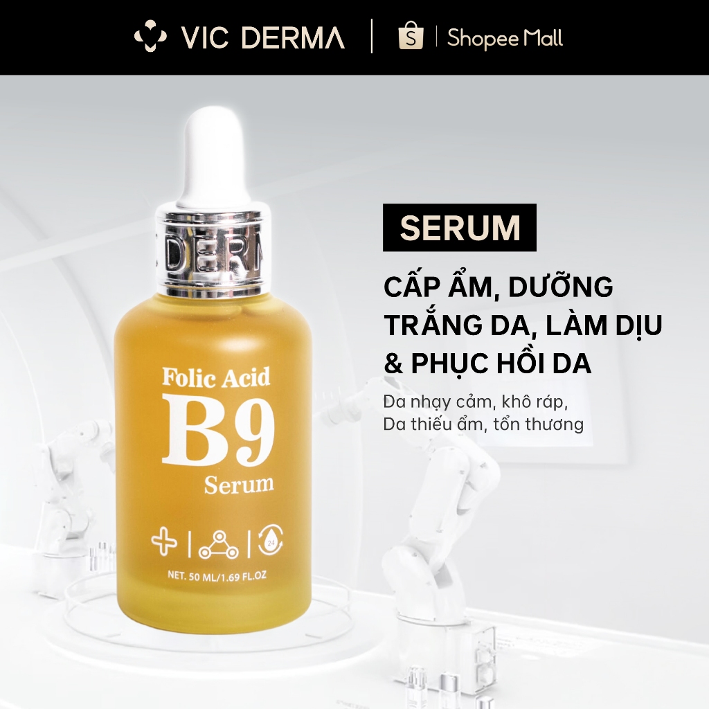 Serum b9 Vicderma cấp ẩm, dưỡng trắng & phục hồi làm dịu da Vic Derma B9 Folic Acid 50ml | BigBuy360 - bigbuy360.vn