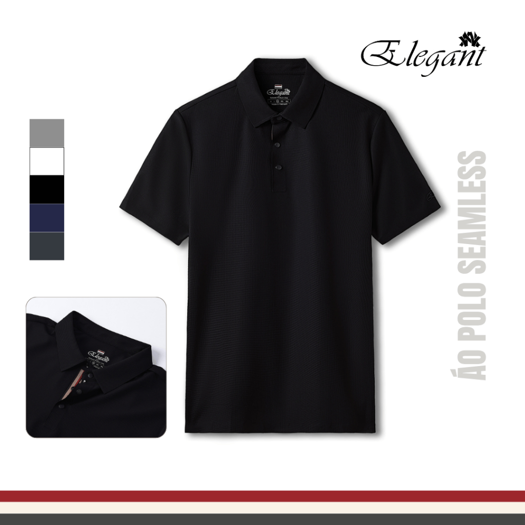 [WHY.NOT ELEGANT] Áo Polo Nam Seamless Không Đường May Màu Đen Thoáng Mát, Co Dãn Tốt WHY NOT