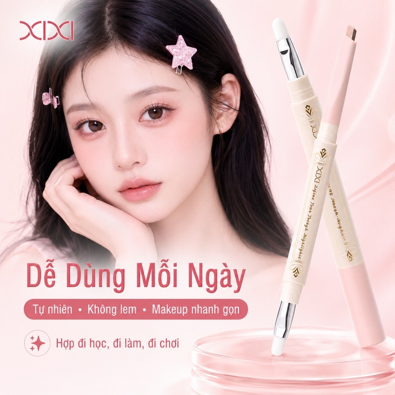 XIXI Bút Kẻ Bọng Mắt 2 Đầu, Bắt Sáng 3D Chống Nước Lâu Trôi, Dễ Vẽ Tự Nhiên D935