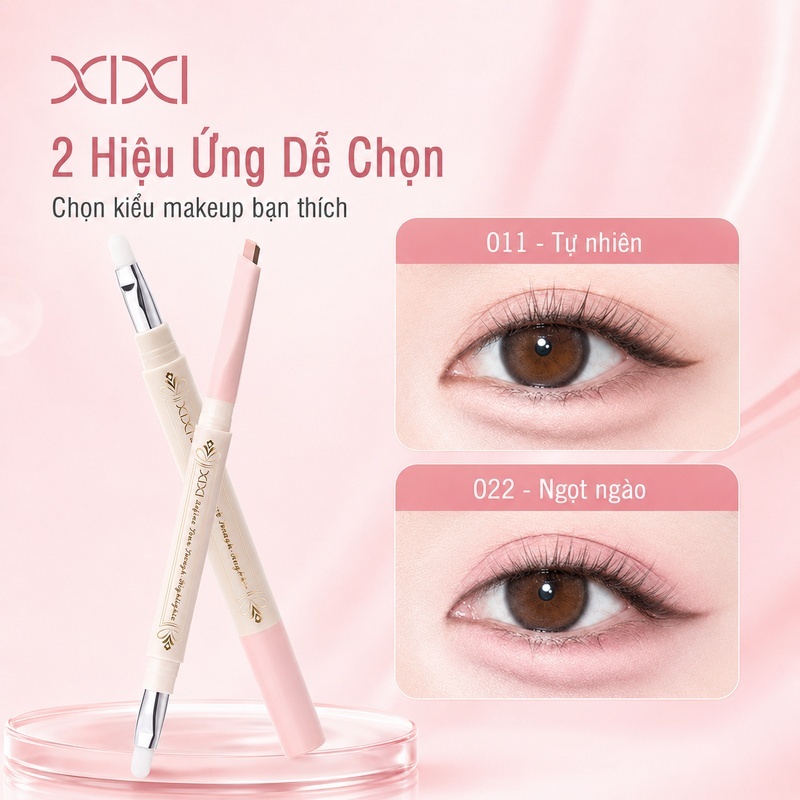 XIXI Bút Kẻ Bọng Mắt 2 Đầu, Bắt Sáng 3D Chống Nước Lâu Trôi, Dễ Vẽ Tự Nhiên D935