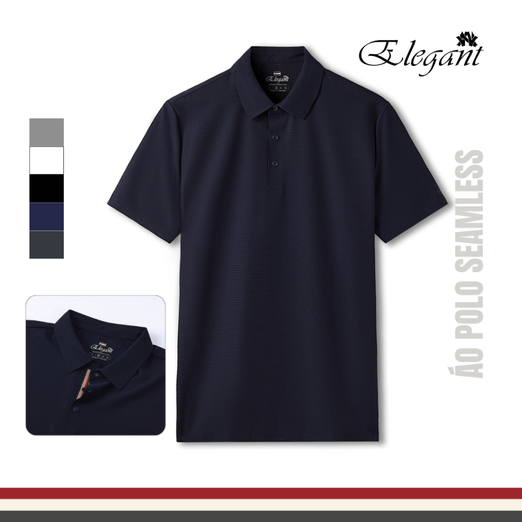 [WHY.NOT ELEGANT] Áo Polo Nam Seamless Không Đường May Màu Xanh Navy Thoáng Mát, Co Dãn Tốt WHY NOT