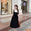 Đầm thiết kế BEMINE cổ đức phối tơ ô vuông giả yếm dáng chữ A phù hợp đi làm-B504