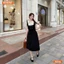 Đầm thiết kế BEMINE cổ đức phối tơ ô vuông giả yếm dáng chữ A phù hợp đi làm-B504
