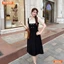 Đầm thiết kế BEMINE cổ đức phối tơ ô vuông giả yếm dáng chữ A phù hợp đi làm-B504