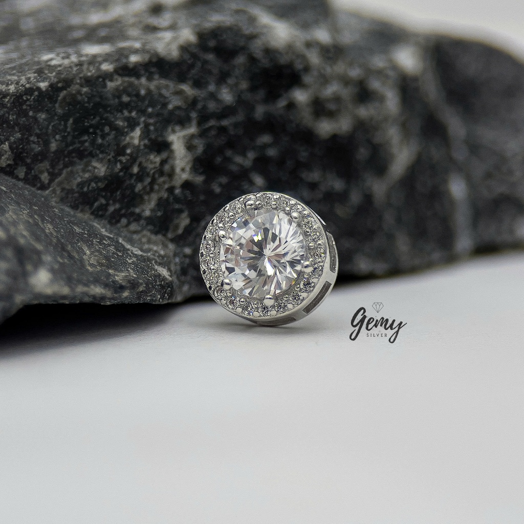 Khuyên tai nam bạc 925 thanh thẳng đính đá basic nhiều size Henry (1 chiếc) | GEMY SILVER KN100