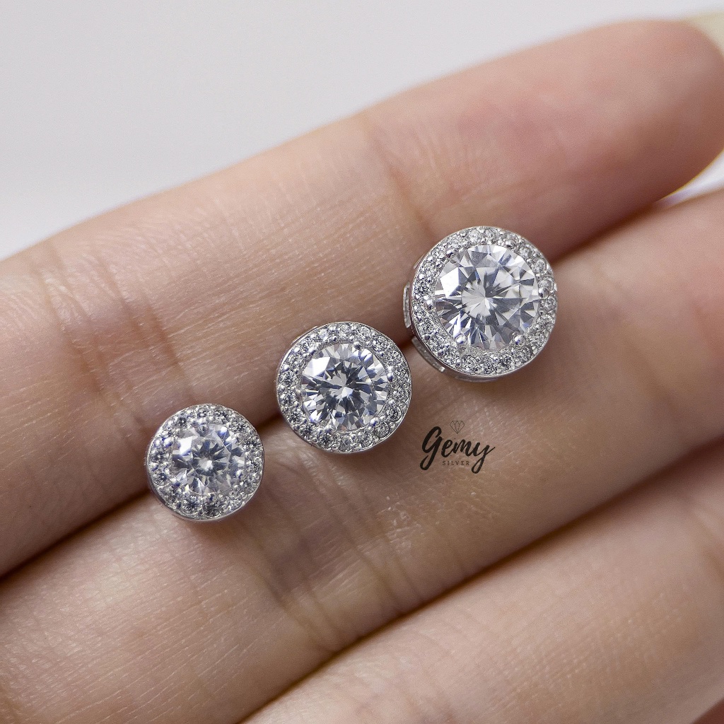 Khuyên tai nam bạc 925 thanh thẳng đính đá basic nhiều size Henry (1 chiếc) | GEMY SILVER KN100