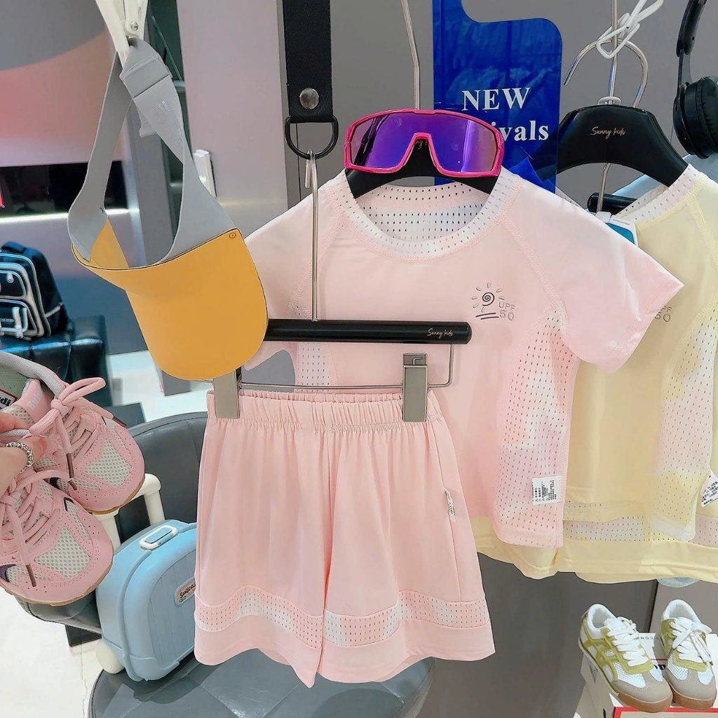 (HÀNG QCCC) Bộ hè cộc tay thông hơi QC phong cách thể thao , chất vải cotton lạnh mềm mát , co dãn cho bé  mặc nhà , đi