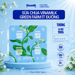 [Hoả Tốc] Sữa Chua Ăn Vinamilk Green Farm Ít Đường 100g - Thùng 24 Hộp