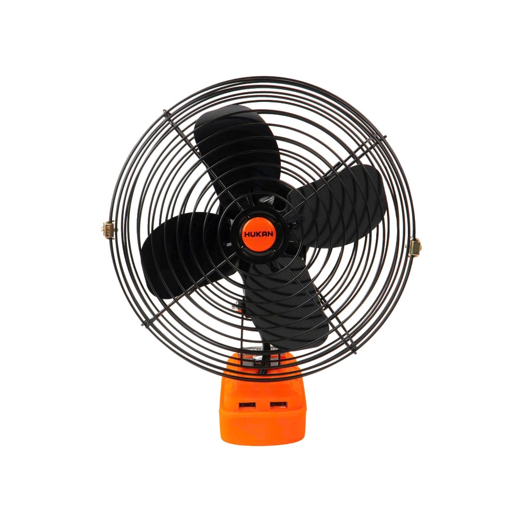 Quạt dùng pin HUKAN G1-BPF08BS, 2 Tốc độ gió, 4 cánh quạt, Lồng 8inch - 2 cổng USB - Chính Hãng