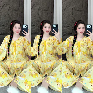 Bộ Tole Cổ Nhún LIN Tay Dài Phối Viền Siêu Xinh