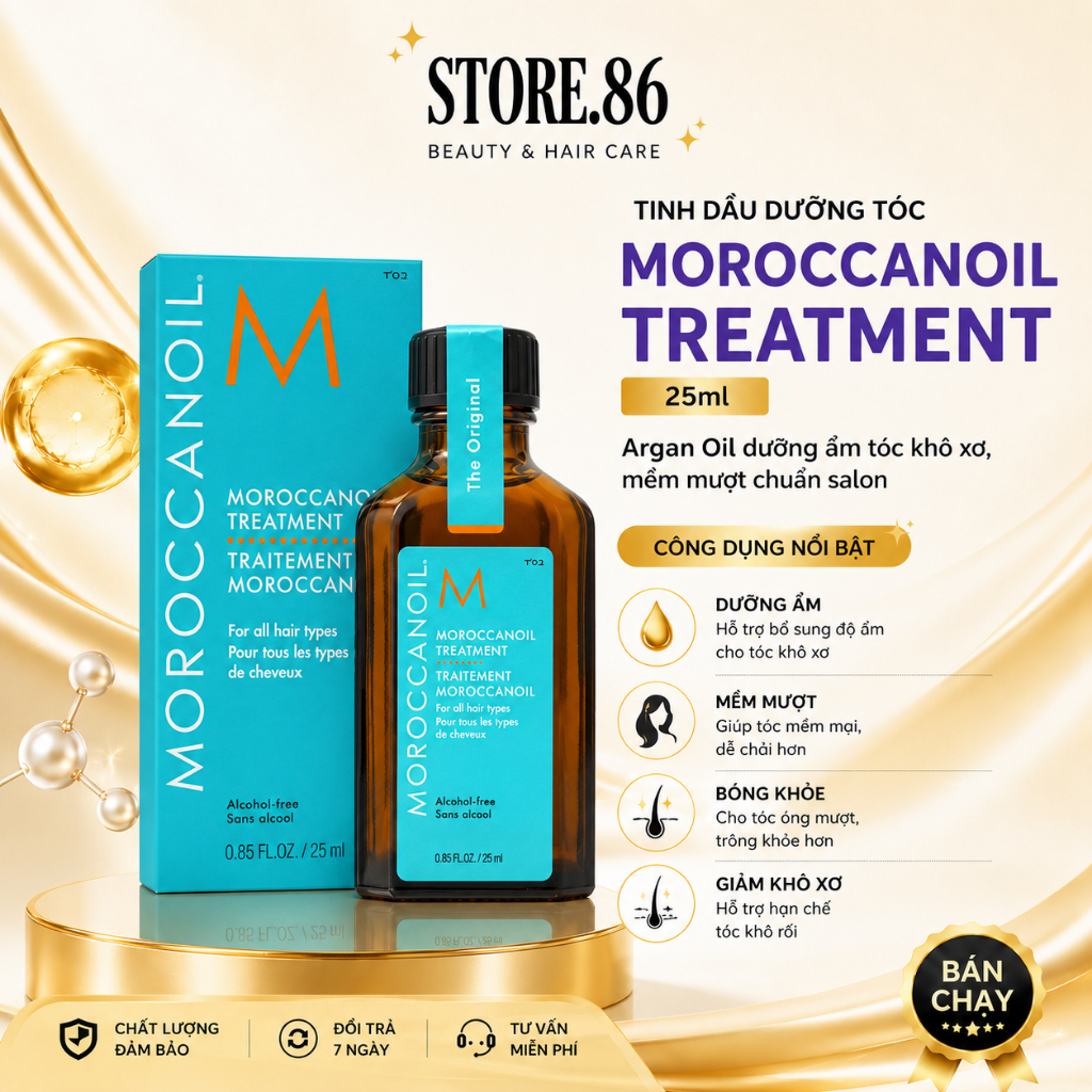 Tinh Dầu Moroccanoil Treatment 25ml | Mềm Mượt, Bóng Khỏe, Không Bết Tóc