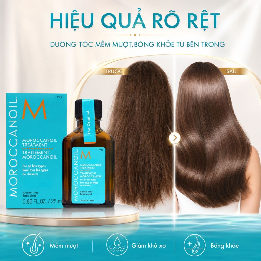 Tinh Dầu Moroccanoil Treatment 25ml | Mềm Mượt, Bóng Khỏe, Không Bết Tóc