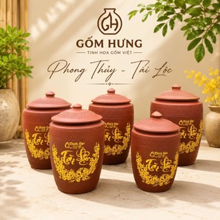 Chum Đựng Gạo,Hũ Đựng Gạo Tài Lộc Bát Tràng Cao -Chống Ẩm Mốc 5Kg-10Kg-15Kg-20Kg-25Kg-30Kg
