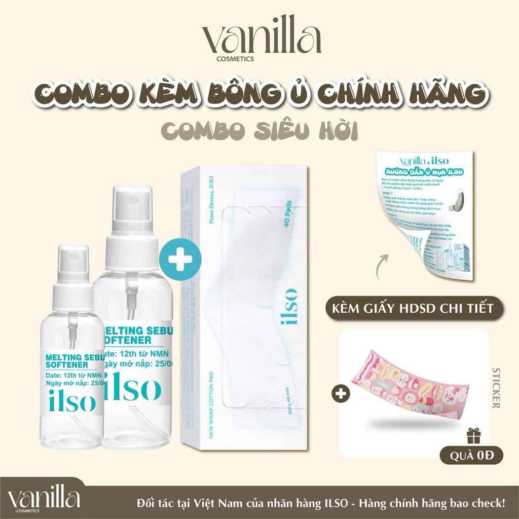 ( Tặng kèm bông ủ) Tinh Chất Ủ Mụn Đầu Đen Làm Mềm Sợi Bã Nhờn ILSO SUPER Melting Sebum Softener 150ml