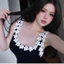 Đầm 2 dây dáng dài xòe viền hoa ,chất thun Ladong thời trang