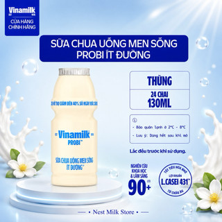 [Chỉ Giao HCM] Sữa Chua Uống Men Sống Vinamilk Probi Ít Đường 130ml - Thùng 24 Chai