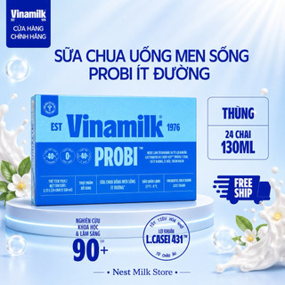 [Chỉ Giao HCM] Sữa Chua Uống Men Sống Vinamilk Probi Ít Đường 130ml - Thùng 24 Chai