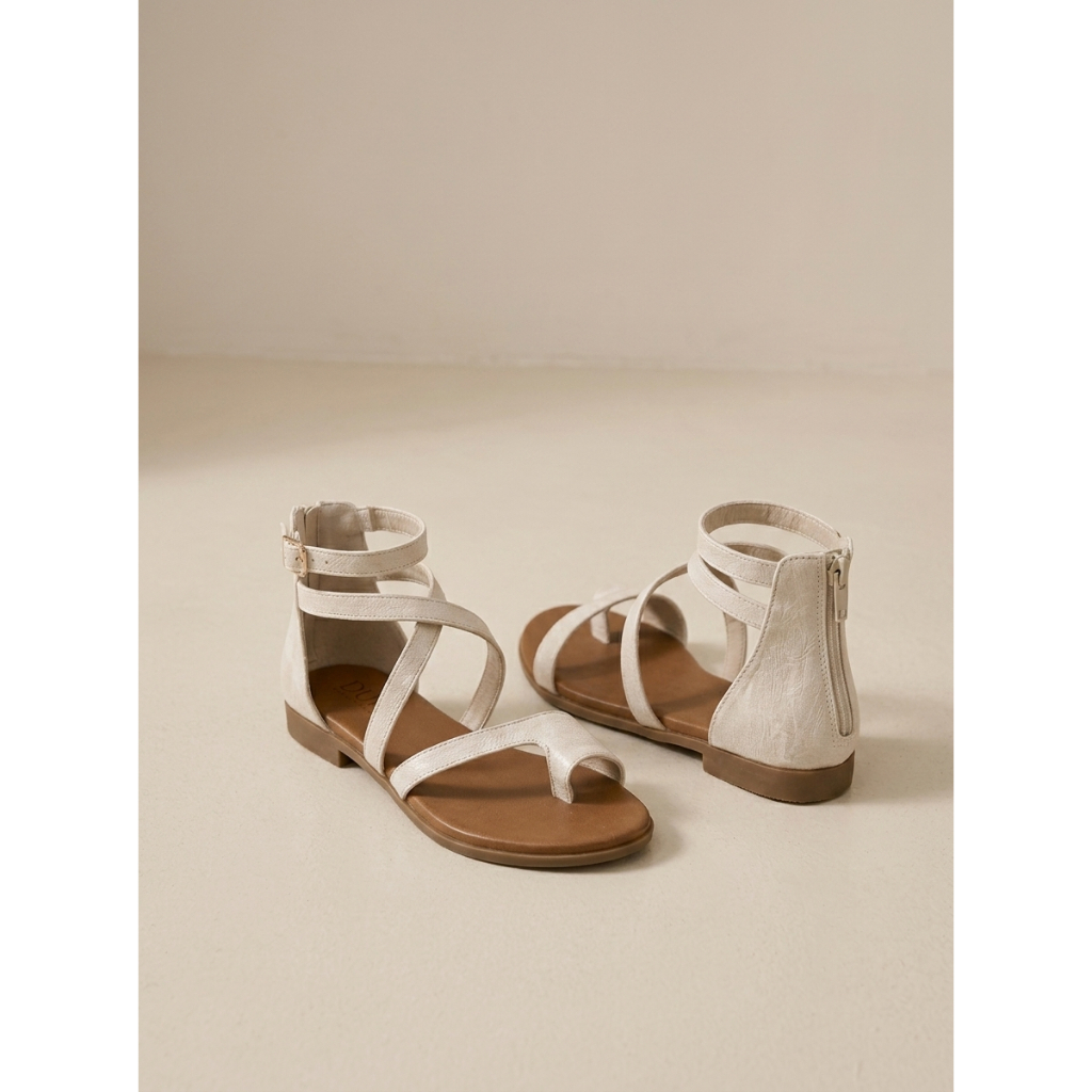Giày sandal nữ xỏ ngón trắng kem siêu xinh LAYLALAY, basic 1.5cm, sandal dây NH816