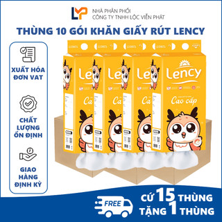 [Nhà phân phối] Thùng 10 Gói Khăn giấy rút đáy Lency 4 lớp, kèm móc treo tường