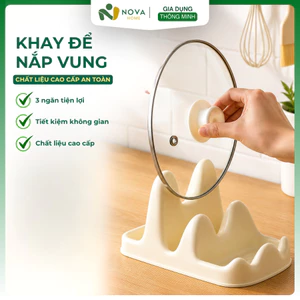 Khay Để Nắp Vung Xoong Nồi 3 Ngăn Nhựa ABS Chống Trượt Đa Năng Gác Thìa Đũa Gọn Gàng Nhà Bếp