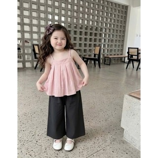 Set Bé Gái Áo 2 Dây Babydoll Phối Quần Suông Ống Rộng Size 15-36kg