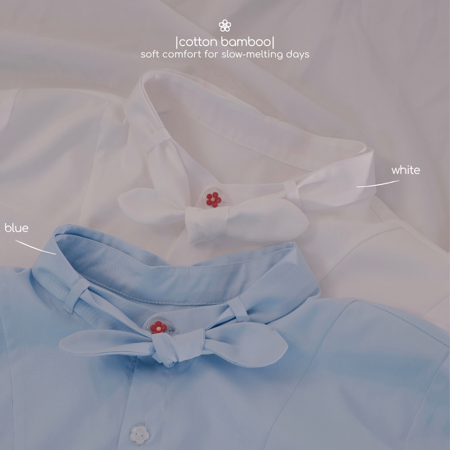 LÀ EM | Áo Tí Tách - Áo sơ mi trắng mặc mùa hè chất liệu Cotton Bamboo sợi tre mêm mịn mát.