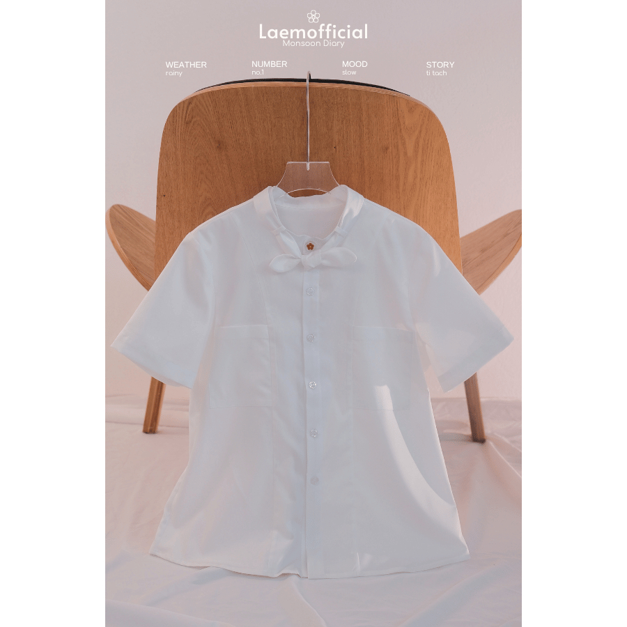 LÀ EM | Áo Tí Tách - Áo sơ mi trắng mặc mùa hè chất liệu Cotton Bamboo sợi tre mêm mịn mát.