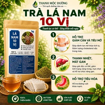 Trà Lá Nam 10 Vị- Thanh Mộc Đường, Hỗ trợ giảm cân, tiêu mỡ. Thanh Nhiệt, Thải độc. Hỗ trợ tiêu hóa