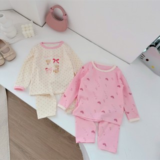 Quần áo trẻ em, Bộ mặc nhà bé gái hồng và kem 9-20kg - S2162 Tiểu Yến KID